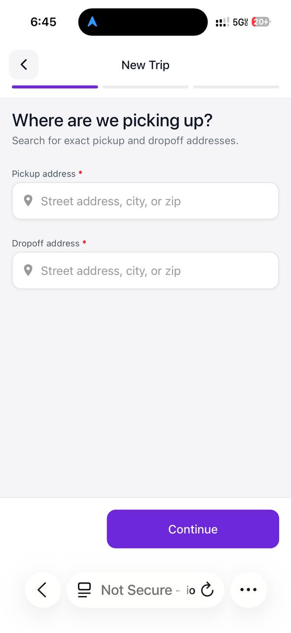 New Trip - Addresses