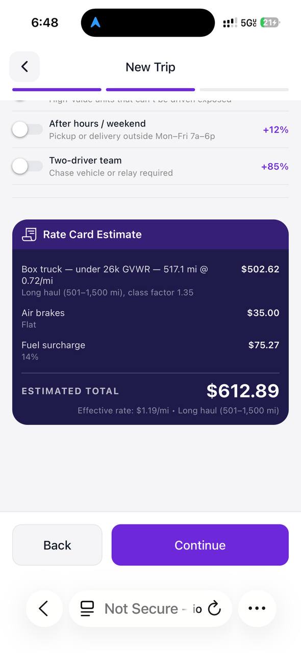 Rate Card Estimate